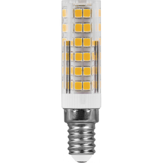 Лампа светодиодная FERON LB-433, JCD (капсульная), 7W 230V E14 6400К (белый), рассеиватель прозрачный 600Lm, угол рассеивания 270°, корпус пластик, 65*16мм фотография