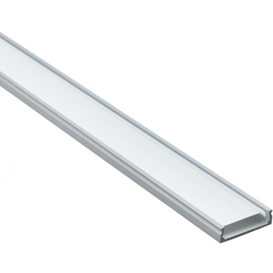 Профиль накладной для светодиодной ленты FERON CAB263 «накладной широкий», цвет серебро, в комплекте 2 заглушки + 4 крепежа, 2000*20*6мм картинка