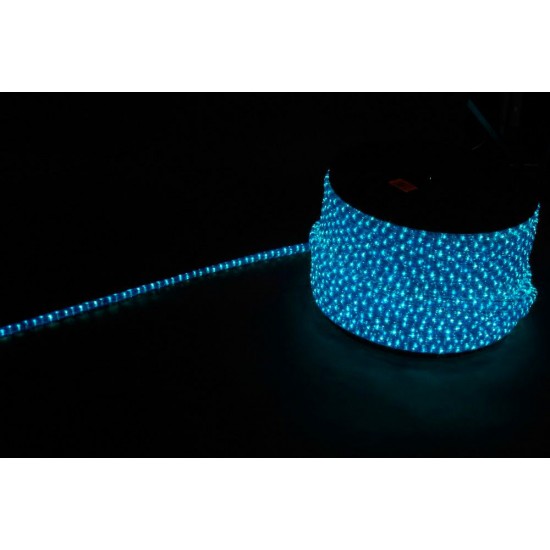 Дюралайт (световая нить) со светодиодами FERON LED-F3W, 3-х жильный, 230V, 72LED/m, 2,88W/m, IP65, (синий, белый), в комплекте 2 заглушки+ 2 сетевых шнура+2 коннектора, кратность резки 2000мм, бобина 50м*11*18мм фото