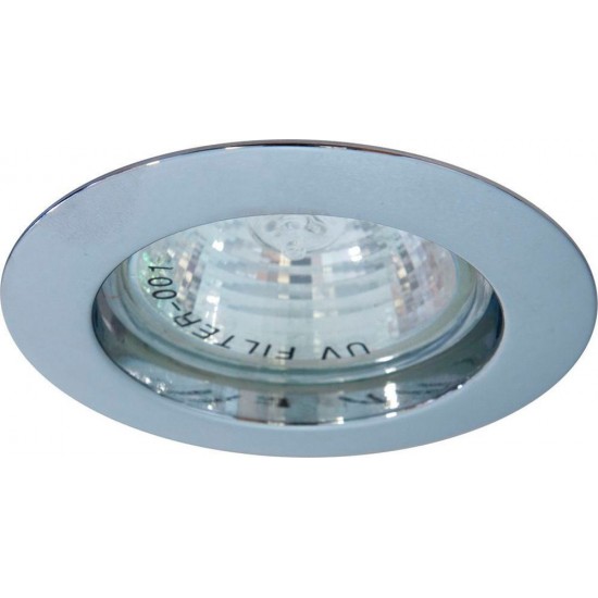 Светильник потолочный встраиваемый (ИВО) FERON DL307, под лампу MR16 G5.3, хром, круг, 75*75*24 мм, монтажн.отв. 60*65мм, мм,  корпус металл, неповоротный изображение