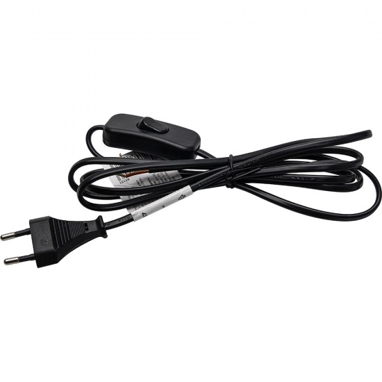 Сетевой шнур (с выключателем) черный, 2м, DM107, артикул 41151 изображение