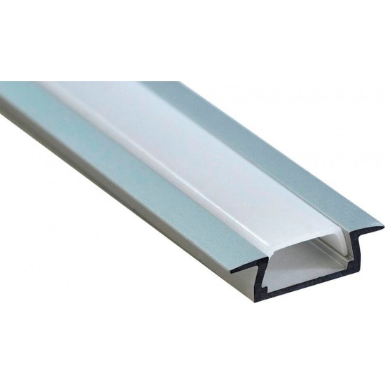 Профиль встраиваемый для светодиодной ленты FERON CAB251 «встраиваемый широкий», цвет серебро, в комплекте 2 заглушки, экран, 2000*22*6мм image