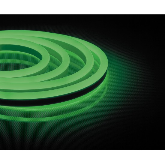 Лента светодиодная неоновая 220V FERON LS720, 120*SMD2835, 9,6W/m, IP67, (зеленый), в комплекте 1 сетевой шнур, 1 заглушка, 1 коннектор, кратность резки 1000мм, раб.t -40°C...+40°C, бобина 50 метров*16мм*8 мм image