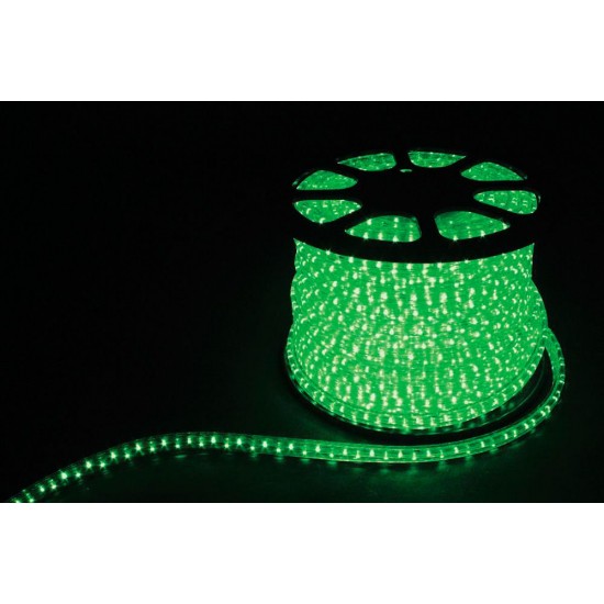 Дюралайт (световая нить) со светодиодами FERON LED-R2W, 2-х жильный, 230V, 36LED/m, 1,44W/m, IP65, (зеленый), в комплекте 2 заглушки+ 2 сетевых шнура+2 коннектора, кратность резки 2000мм, бобина 100м*13мм фото