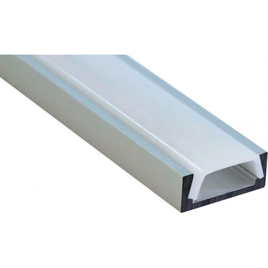 Профиль накладной для светодиодной ленты FERON CAB262 «накладной», цвет серебро, в комплекте 2 заглушки + экран + 4 крепежа, 2000*16*6мм картинка