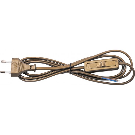 Сетевой шнур с выключателем, 230V 1,9м золото, KF-HK-1 картинка