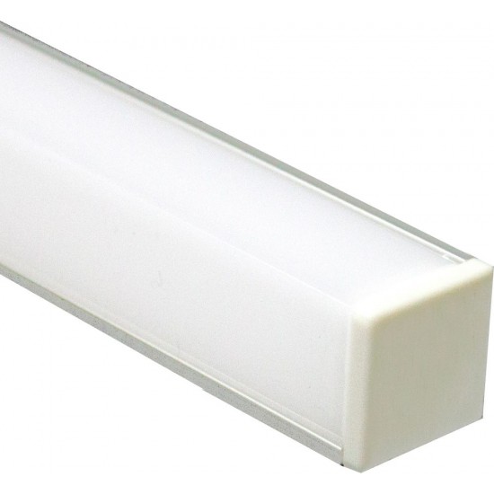 Профиль накладной для светодиодной ленты FERON CAB281 «угловой квадратный», цвет серебро, в комплекте 2 заглушки + 4 крепежа, 2000*16*16мм фото