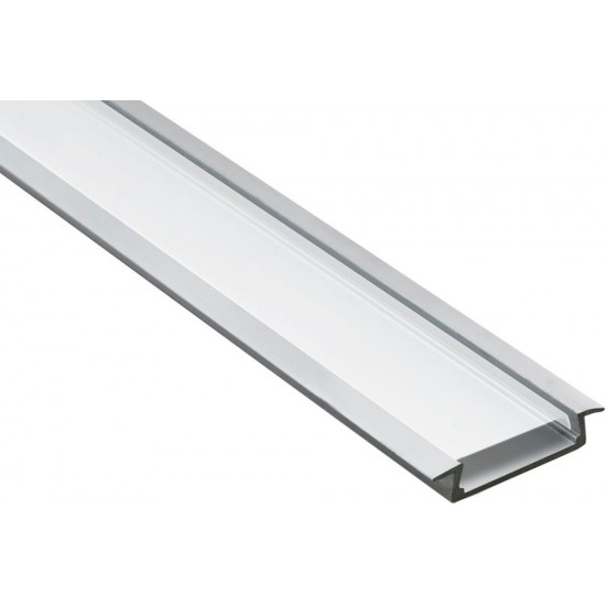 Профиль встраиваемый для светодиодной ленты FERON CAB252 «встраиваемый широкий», цвет серебро, в комплекте 2 заглушки, 2000*30.8*6мм фотография