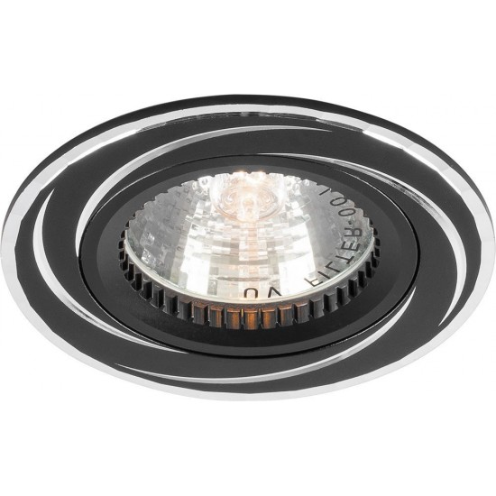 Светильник потолочный встраиваемый (ИВО) FERON GS-M361, под лампу MR16 G5.3, черный-хром, круг, 80*80*25 мм, монтажн.отв. 57*65мм, мм,  корпус металл, неповоротный image