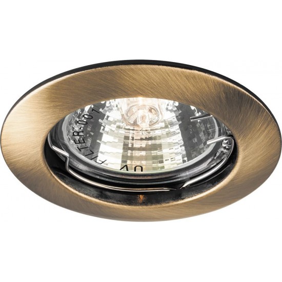 Светильник потолочный встраиваемый (ИВО) FERON DL307, под лампу MR16 G5.3, античное золото, круг, 75*75*24 мм, монтажн.отв. 60*65мм, мм,  корпус металл, неповоротный фото