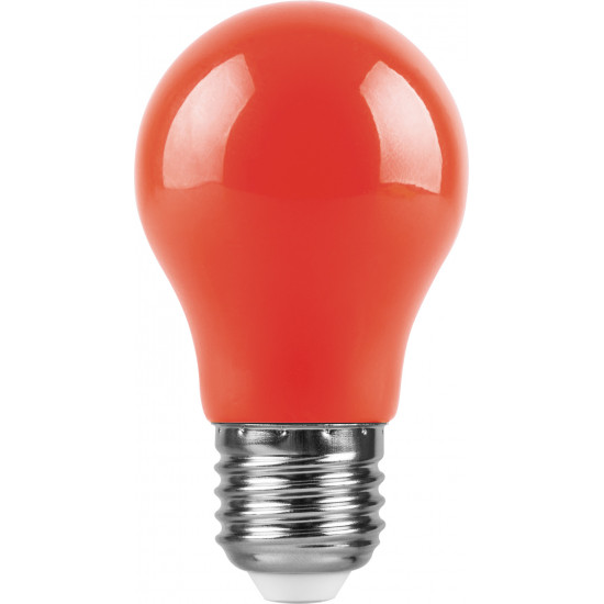 Лампа светодиодная FERON LB-375, A50 (шар), 3W 230V E27 (красный), рассеиватель матовый красный, угол рассеивания 220°, 91*50мм image