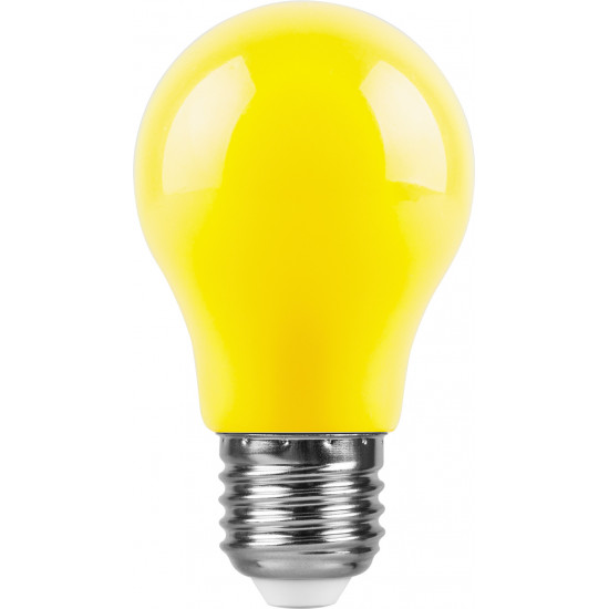 Лампа светодиодная FERON LB-375, A50 (шар), 3W 230V E27 (желтый), рассеиватель матовый желтый, угол рассеивания 220°, 91*50мм фото