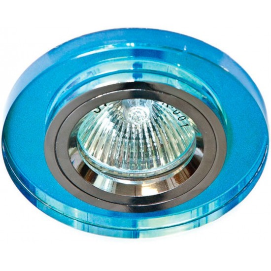 Светильник потолочный встраиваемый (ИВО) FERON DL8060-2/8060-2, под лампу MR16 G5.3, мультиколор хром, круг, 90*90*23 мм, монтажн.отв. 60 монтажный диаметр 60мм,  корпус стекло, неповоротный image