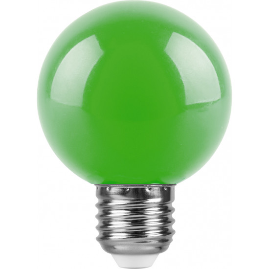 Лампа светодиодная FERON LB-371, G60 (шар), 3W 230V E27 (зеленый), рассеиватель матовый зеленый, угол рассеивания 220°, 84*60мм фото