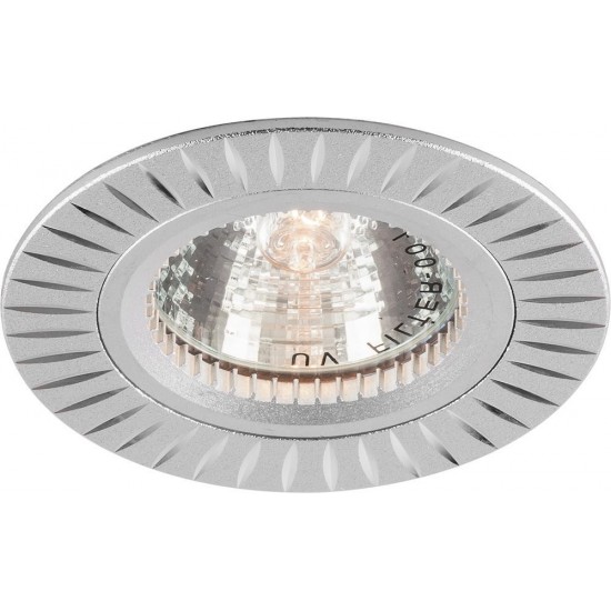 Светильник потолочный встраиваемый (ИВО) FERON GS-M394, под лампу MR16 G5.3, серебро, круг, 80*80*25 мм, монтажн.отв. 57*65мм, мм,  корпус металл, неповоротный фотография