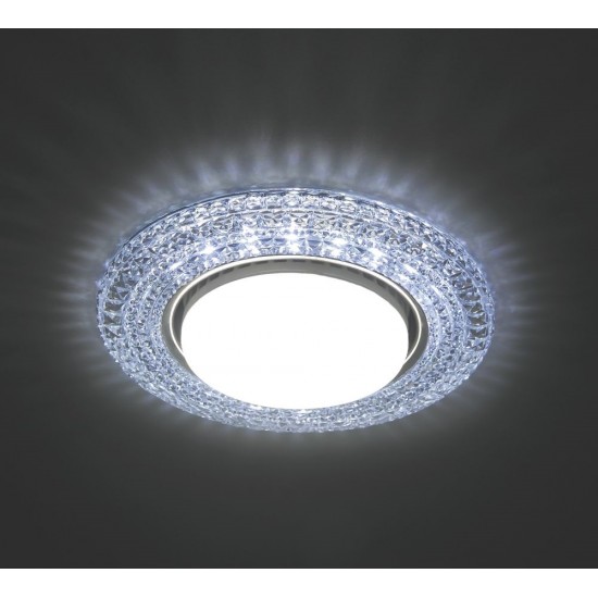 Светильник потолочный встраиваемый (ФВО) FERON CD4021, под лампу с LED подсветкой 20LED*2835 SMD 6400K, GX53 GX53, прозрачный хром, круг, 133*133*30 мм, монтажн.отв. 80 монтажный диаметр 80мм,  корпус полимер, неповоротный фотография
