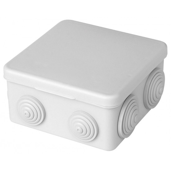 Распределительная коробка STEKKER EBX10-27-44, количество вводов: 7, пластик, цвет белый, размер 93*93*42мм. Номинальное напряжение 250/380В, номинальный ток 10А, диапазон рабочих температур -60°C - +40°C, IP44 image