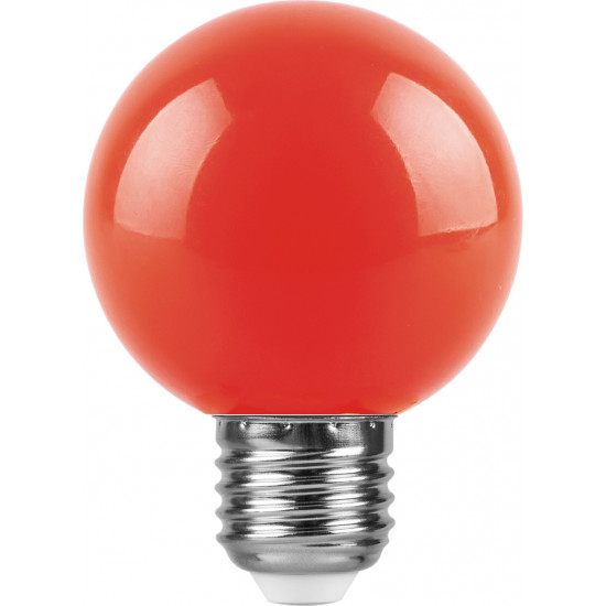 Лампа светодиодная FERON LB-371, G60 (шар), 3W 230V E27 (красный), рассеиватель матовый красный, угол рассеивания 220°, 84*60мм jpg