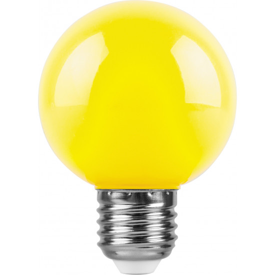 Лампа светодиодная FERON LB-371, G60 (шар), 3W 230V E27 (желтый), рассеиватель матовый желтый, угол рассеивания 220°, 84*60мм изображение