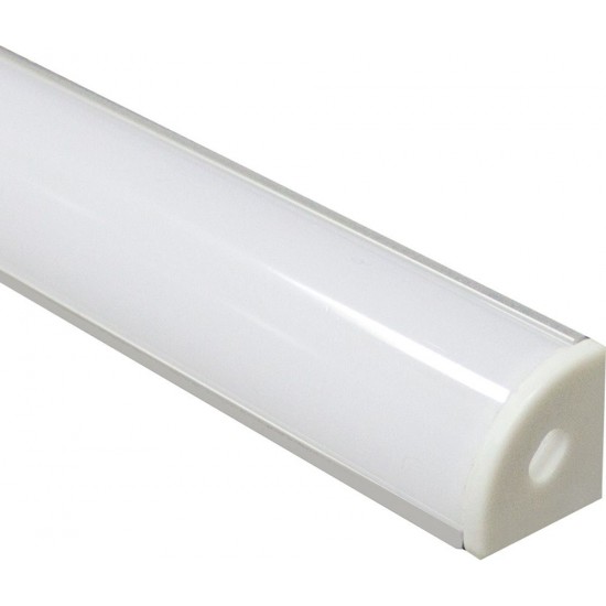 Профиль накладной для светодиодной ленты FERON CAB280 «угловой круглый», цвет серебро, в комплекте 2 заглушки + 4 крепежа, 2000*16*16мм фотография