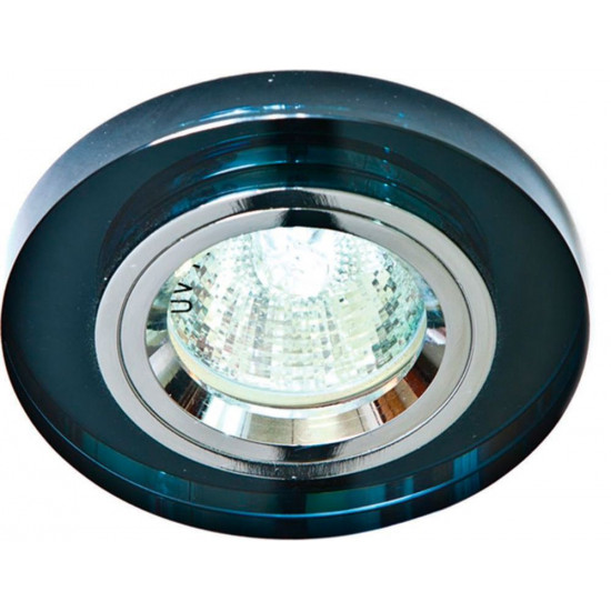 Светильник потолочный встраиваемый (ИВО) FERON DL8060-2/8060-2, под лампу MR16 G5.3, серый хром, круг, 90*90*23 мм, монтажн.отв. 60 монтажный диаметр 60мм,  корпус стекло, неповоротный foto